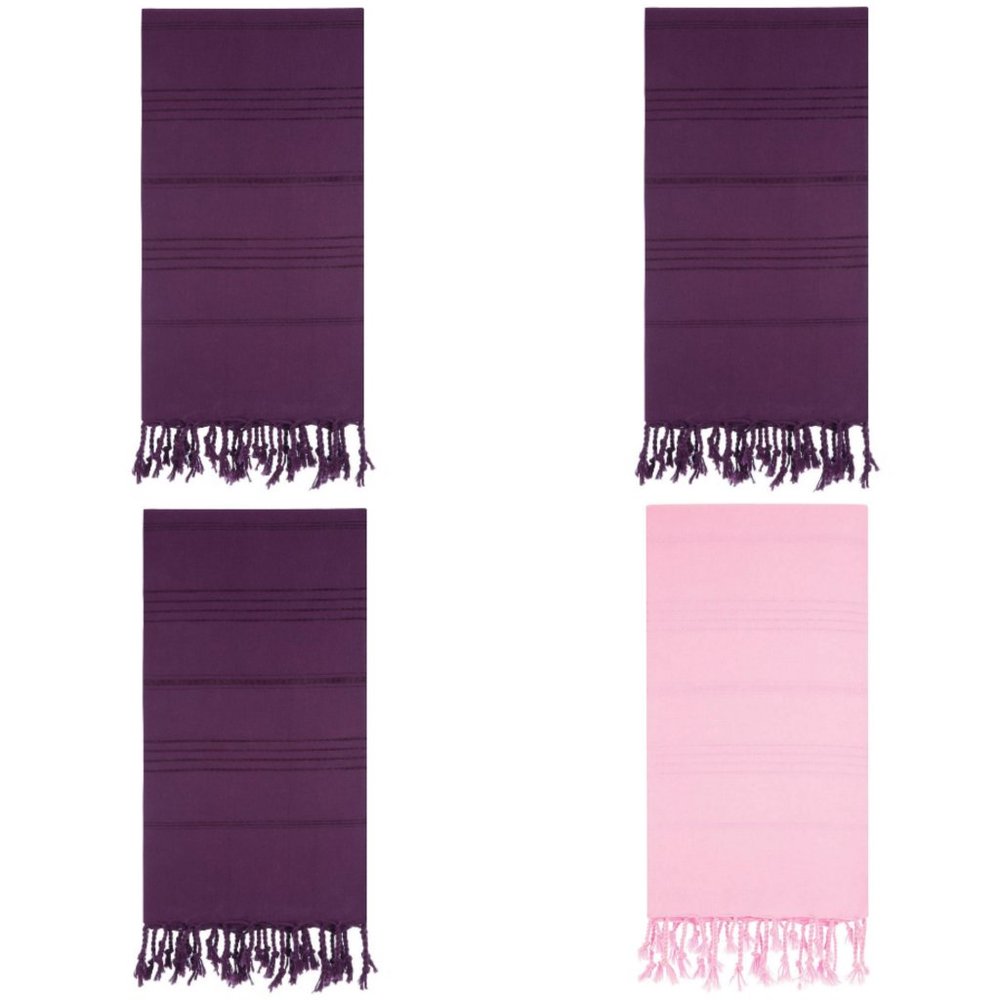 3 Purple + 1 Pink Towel Set - 100% Turkish Cotton Beach Bath Towels
